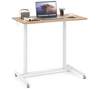 Costway Mobile Standing Desk C-Shaped Sit Stand Desk w/Adjustable Height in Natural COSTWAY Natural