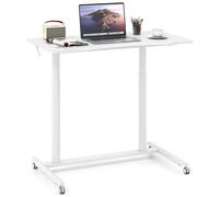 Costway Mobile Standing Desk C-Shaped Sit Stand Desk w/Adjustable Height in White COSTWAY White