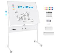 Costway Mobile Whiteboard 120 x 90 CM Double-Sided Dry Erase Board-White in White COSTWAY White 120 x 90 CM