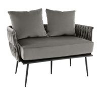 Costway Modern 2 Seater Sofa Upholstered Loveseat Couch Woven Double Sofa Chair W/ Arms