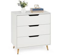 Costway Modern 3-Drawer Dresser Wooden Nightstand W/ Metal Legs