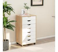 Costway Modern 7-Drawer Chest Mobile Lateral Filing Cabinet Home Office Storage Cabinet COSTWAY Multicolor