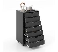 Costway Modern 7-Drawer Chest Mobile Lateral Filing Cabinet Home Office Storage Cabinet in Black COSTWAY Black
