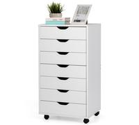 Costway Modern 7-Drawer Chest Mobile Lateral Filing Cabinet Home Office Storage Cabinet in White COSTWAY White