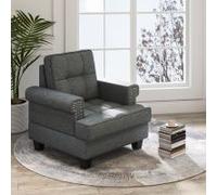 Costway Modern Accent Armchair Tufted Upholstered Linen Leisure Chair in Grey COSTWAY Grey