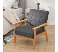 Costway Modern Accent Chair Button Tufted Upholstered Armchair Leisure Sofa in Grey COSTWAY Grey