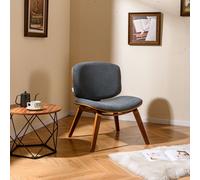 Costway Modern Accent Chair Upholstered Side Chair with Curved Backrest in Grey COSTWAY Grey