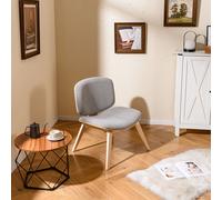 Costway Modern Accent Chair Upholstered Side Chair with Curved Backrest in Light Grey COSTWAY Light Grey