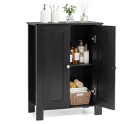Costway Modern Bathroom Floor Cabinet Wooden Storage Cabinet w/Double Doors in Black COSTWAY Black