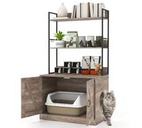 Costway Modern Cat Litter Box Enclosure Hidden Cat Washroom Cabinet-Grey