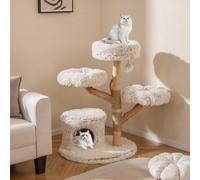 Costway Modern Cat Tree 102 Cm Tall Real Wood Branch Kitten Tower W/ Condo