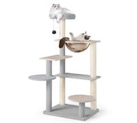 COSTWAY Modern Cat Tree, 113cm Multi-level Cat Climbing Tower with Sisal Scratching Posts, Capsule Bed, Dangling Ball, Kitty Activity Center for Indoor Cats