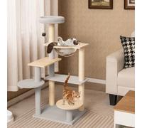Costway Modern Cat Tree 113Cm Multi-Level Cat Tower W/jumping Platforms-Natural
