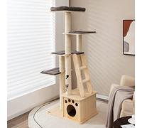 COSTWAY Modern Cat Tree, 170cm Tall Cats Climbing Tower with Scratching Sisal Posts, Ladder, Condo and Washable Cushions, Wooden Kitten Activity Furniture Play House