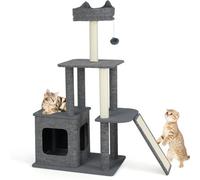 Costway Modern Cat Tree For Indoor Cats 117Cm Cat Tower W/ Scratching Posts-Grey