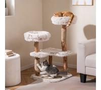 Costway Modern Cat Tree Tower 101Cm With Real Wood Natural Branch & Scratching Posts