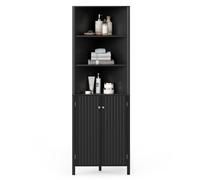 Costway Modern Corner Storage Cabinet w/ 5 Shelves Bathroom Tall Cabinet in Black COSTWAY Black
