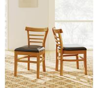 Costway Modern Dining Chair Set of 2 PU Leather Upholstered Kitchen Chair in Natural COSTWAY Natural