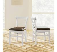 Costway Modern Dining Chair Set of 2 PU Leather Upholstered Kitchen Chair in White COSTWAY White