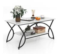 Costway Modern Faux Marble Coffee Table 2-Tier Rectangular Accent Table Chic Cocktail