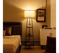 Costway Modern Floor Lamp Corner Standing Lamp Tall Bookshelf Light With 3-Tier Shelves