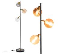Costway Modern Floor Lamp Metal Standing Tree Light 3 Glass Globe Hanging Lampshade E27