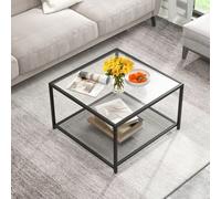Costway Modern Glass Top Coffee Table Home Square Center Table Accent Sofa Side Table