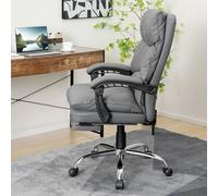 Costway Modern Office Chair Padded Reclining Chair w/Retractable Footrest in Grey COSTWAY Grey