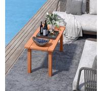 Costway Modern Patio Coffee Table Outdoor Indoor Wooden Side Table in Natural COSTWAY Natural