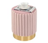 Costway Modern Round Velvet Ottoman Upholstered Footrest Stool in Pink COSTWAY Pink