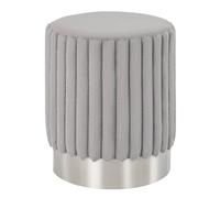 Costway Modern Round Velvet Ottoman Upholstered Footrest Stool Makeup Room in Grey COSTWAY Grey