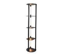 Costway Modern Shelf Floor Lamp Wood Display Rack w/ 4 LED Strips in Black COSTWAY Black