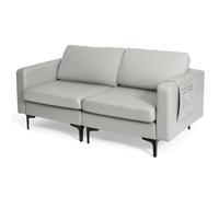 Costway Modern Sofa Couch Loveseat 2-3-Seater Sofa Seat Upholstered Padded Cushions in Grey COSTWAY Grey