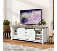 Costway Modern Tv Cabinet For 60" Wooden Media Storage Shelves Stand W/ Cabinets