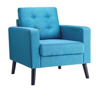 Costway Modern Upholstered Accent Sofa Chair Button Tufted Armchair Leisure Lounge Chair in Blue COSTWAY Blue