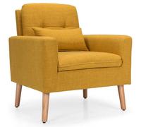 Costway Modern Upholstered Accent Sofa Chair Button Tufted Armchair Leisure Lounge Chair Yellow
