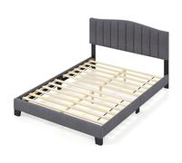 Costway Modern Upholstered Bed Frame Double Size Platform Bed in Grey COSTWAY Grey