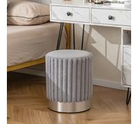 Costway Modern Velvet Ottoman Soft Padded Footrest Stool Round Vanity Stool W/ Metal Base