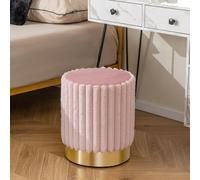 Costway Modern Velvet Ottoman Soft Padded Footrest Stool Round Vanity Stool W/ Metal Base