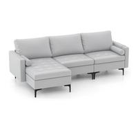 Costway Modular Sectional Sofa Loveseat 2-3-Seater Sofa Seat L-Shaped Padded Cushions in Grey COSTWAY Grey