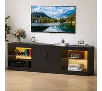 Costway Modular TV Stand for 85" TVs 3-in-1 Entertainment Center w/LED Lights in Black COSTWAY Black
