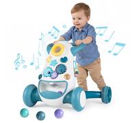 Costway Montessori Baby Walker Toddler Educational Push Toy with Music & Light in Blue COSTWAY Blue