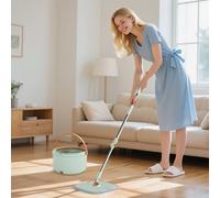 Costway Mop & Bucket Set w/Wringer Floor Cleaning System W/ 2 Microfiber Pads in Green COSTWAY Green