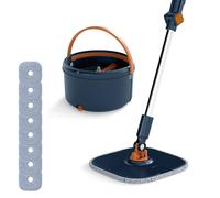 Costway Mop &Bucket Set w/Wringer Floor Mop &Bucket System w/8 Microfiber Pads in Navy COSTWAY Navy