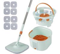 Costway Mop & Bucket w/Wringer Set & 8 Microfiber Pads 360° Rotating Mop Head in Mint COSTWAY Mint
