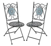 Costway Mosaic Chairs Set of 2 Patio Metal Folding Chair COSTWAY Multicolor