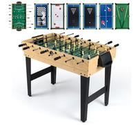 COSTWAY Multi Game Table, 10 in 1 Combo Game Tables with Football, Air Hockey, Table Tennis, Shuffleboard, Bowling and 4 Board Games, for Home Party Gathering (Natural+Black)