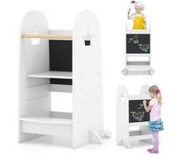 Costway Multi-Purpose Kids Kitchen Tower W/ Adjustable Height & Safety Rail White