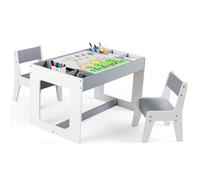 Costway Multifunctional Kids Table & 2 Chairs Set in Grey COSTWAY Grey