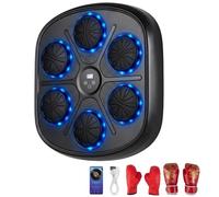COSTWAY Music Boxing Machine, Wall Mounted Electronic Boxing Target with Gloves, LED Light Targets, Punch Counter, 10 Speeds & 9 Modes, Smart Punching Box for Kids & Adults (42 x 7 x 45 cm)